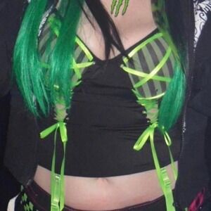 Morbid Threads Corset Top  36B Neon Green Emo Grunge